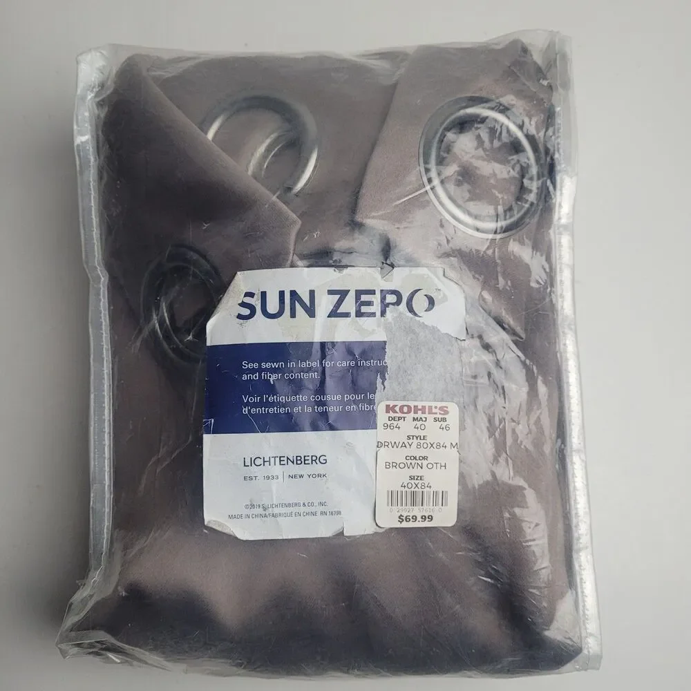 Sun Zero 2-Pack 100% Blackout Theater Grad Grommet Curtain 'Mocha' 40x84in #BT1